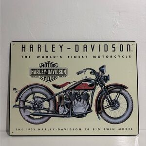 Harley-Davidson 1933 74 Big Twin Vintage Metal Wall Sign